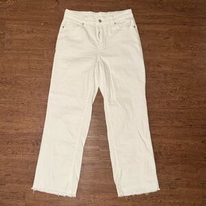 White Frayed Hem Jeans
